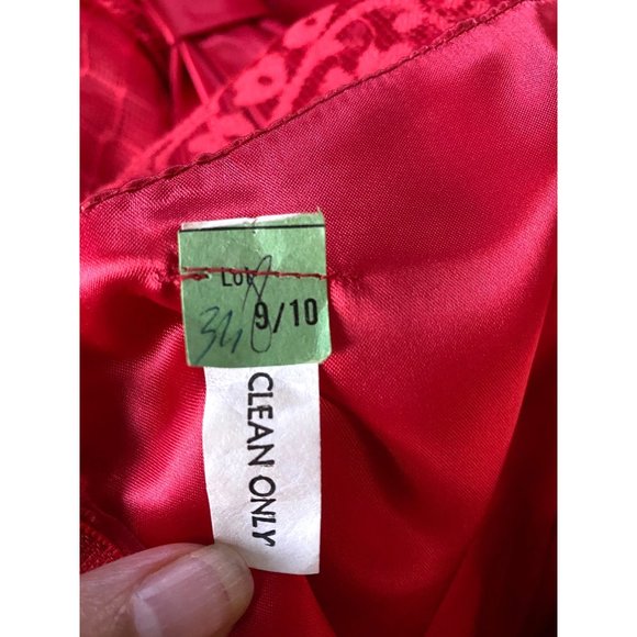 Vintage 60s 70s Holiday Red Cocktail Party Tea Dress Size Small Lace Formal VLV - Picture 2 of 8